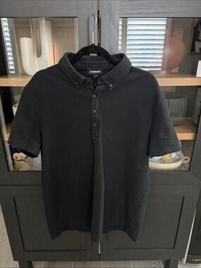 Express Men’s Black Button-Down Collar Polo